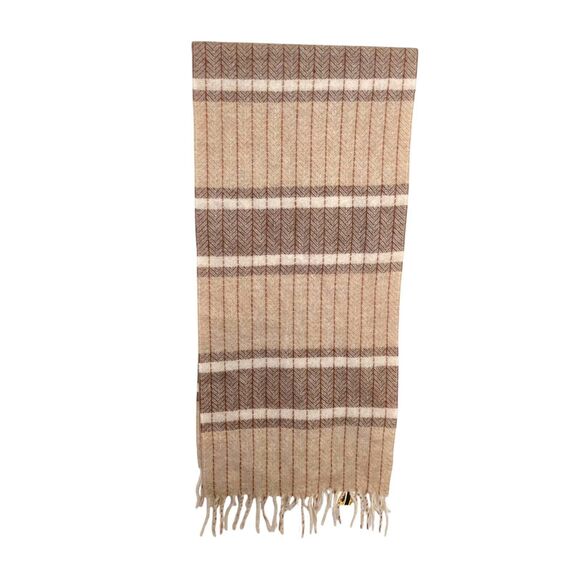 Macys NWT Vintage Wool Striped With Chevron Pattern Made In Germany Scarf Fringe - Picture 3 of 10